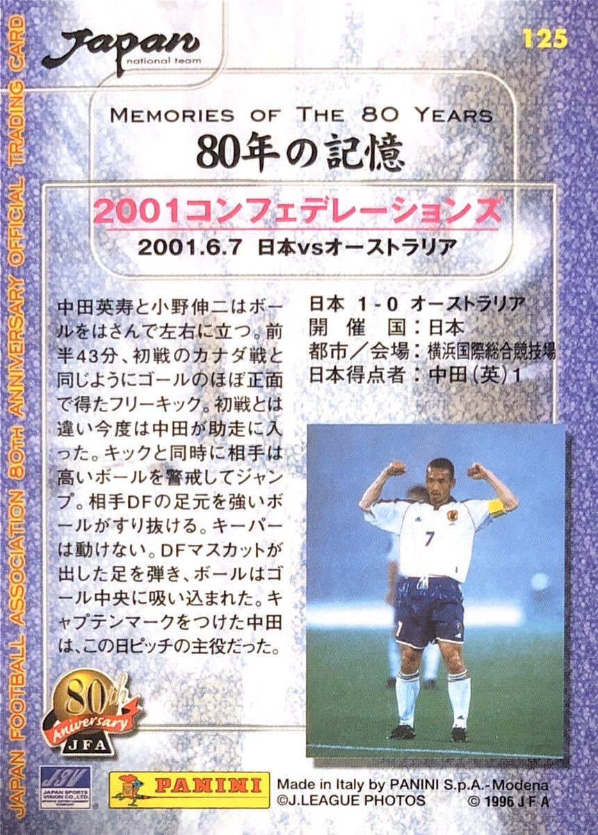 2001コンフェデレーションズカップ8！PANINI 01 日本サッカー協会80