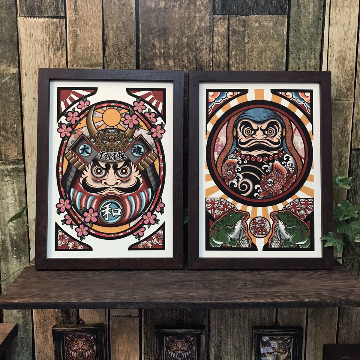 新品 縁起物 開運 イラスト 武者ダルマ 刺青達磨 2枚セット B5サイズ フレーム付き アートフレーム の落札情報詳細 ヤフオク落札価格情報 オーク フリー スマートフォン版