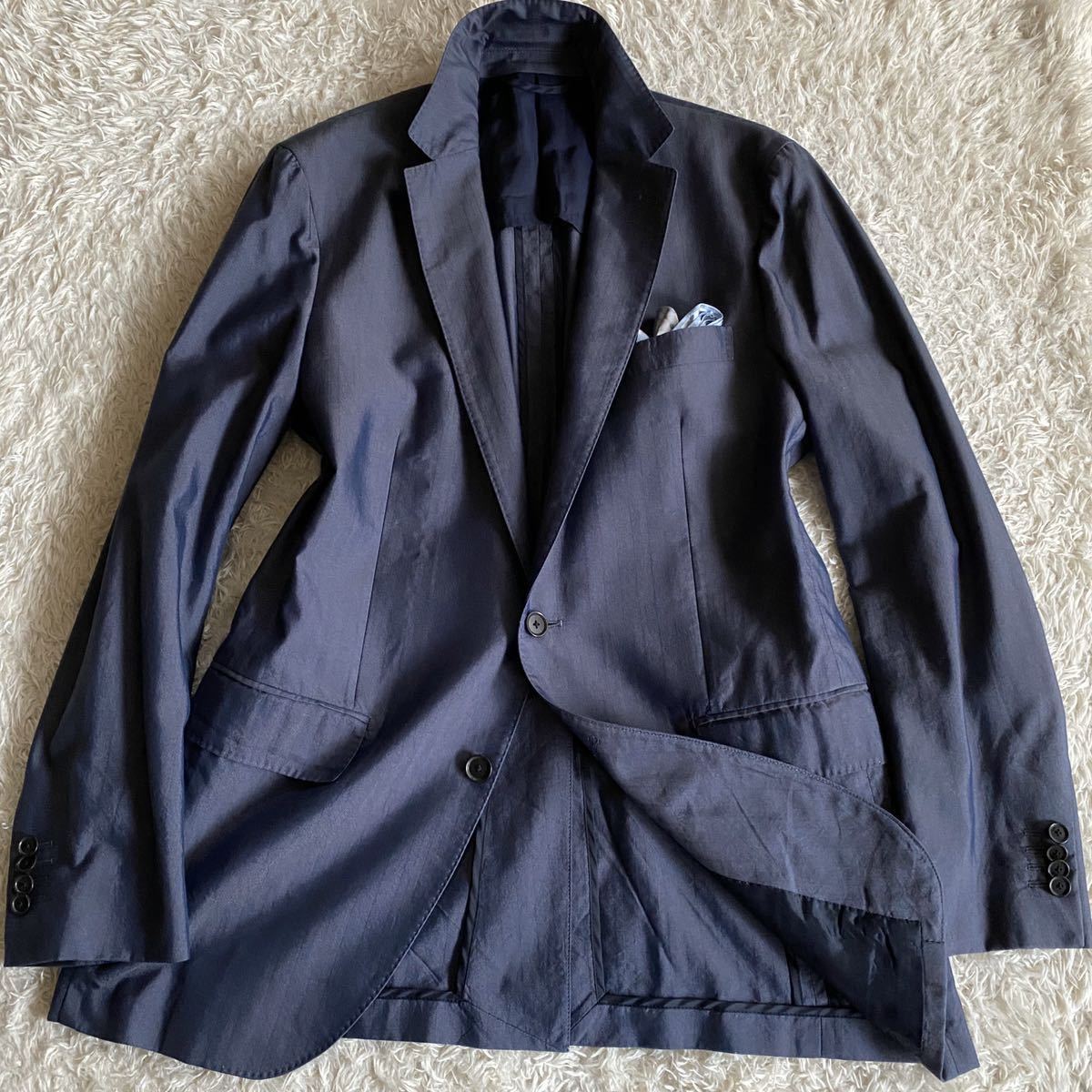 2回着用美品 春夏 シルク コットン ユナイテッドアローズ テーラードジャケット メンズ 48 M L相当 ブルーグレー ヘリンボーン柄 の落札情報詳細 ヤフオク落札価格情報 オークフリー スマートフォン版