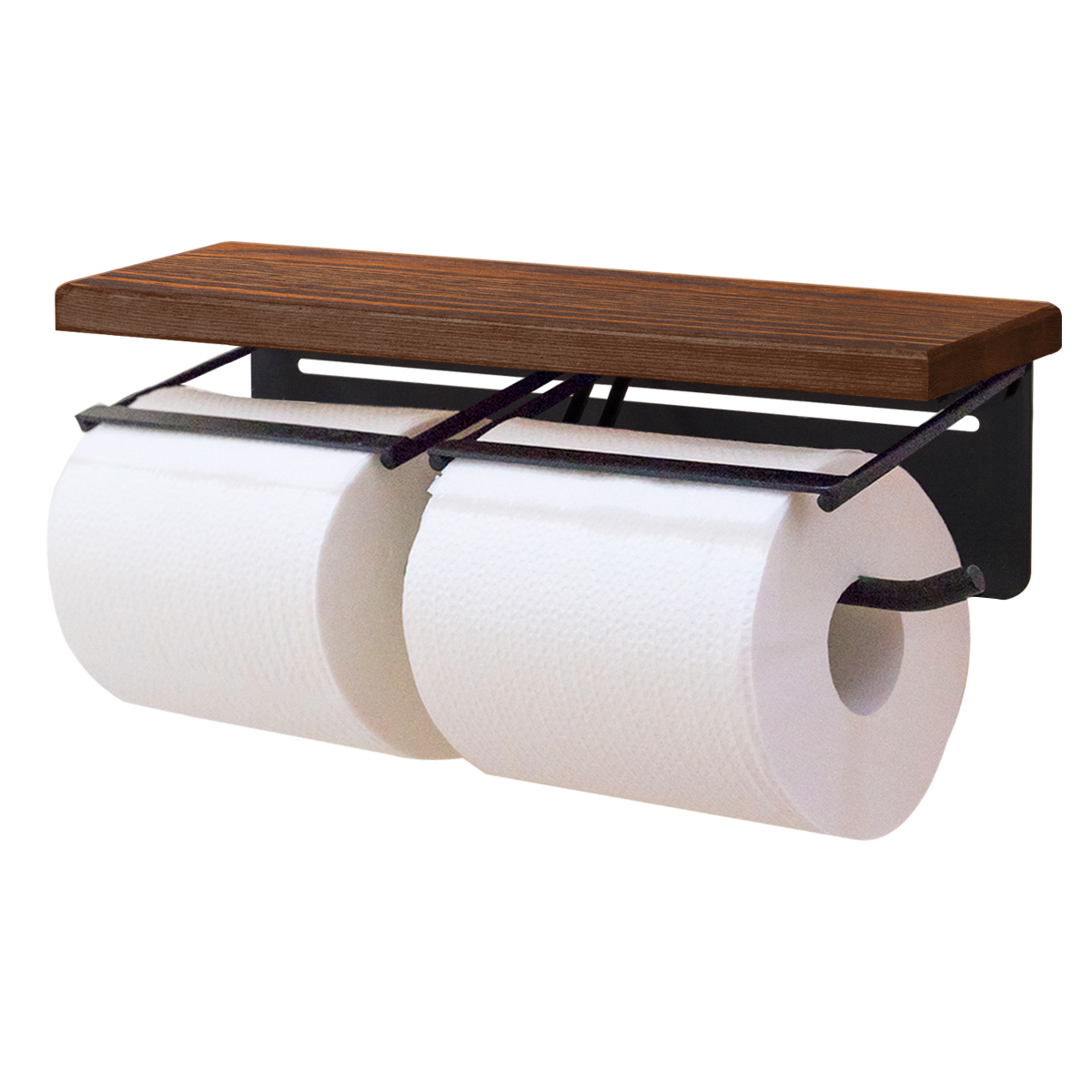 新品 ドバッと1 2連トイレットペーパーホルダー ブラウン ダブル ツイン おしゃれ 棚付 トイレ 飾り棚 ラック 木製 天然木 北欧 アンティーク の落札情報詳細 ヤフオク落札価格情報 オークフリー スマートフォン版