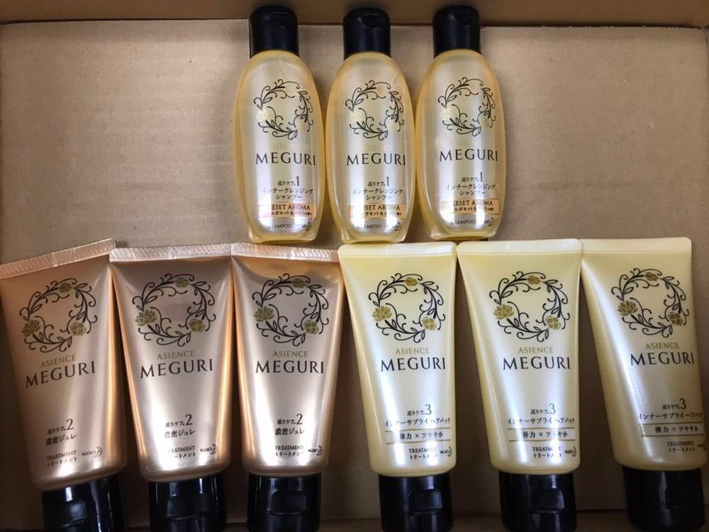 新品 未開封品 アジエンスmeguri 3ステップ 9本セット シャンプー 45ml 濃密ジュレ 50g ヘアパック 50g の落札情報詳細 ヤフオク落札価格情報 オークフリー スマートフォン版