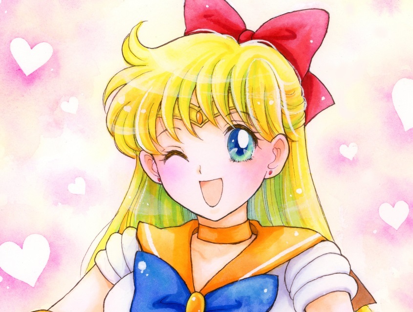 手描きイラスト「セーラーヴィーナス」 愛野美奈子 /A4 透明水彩