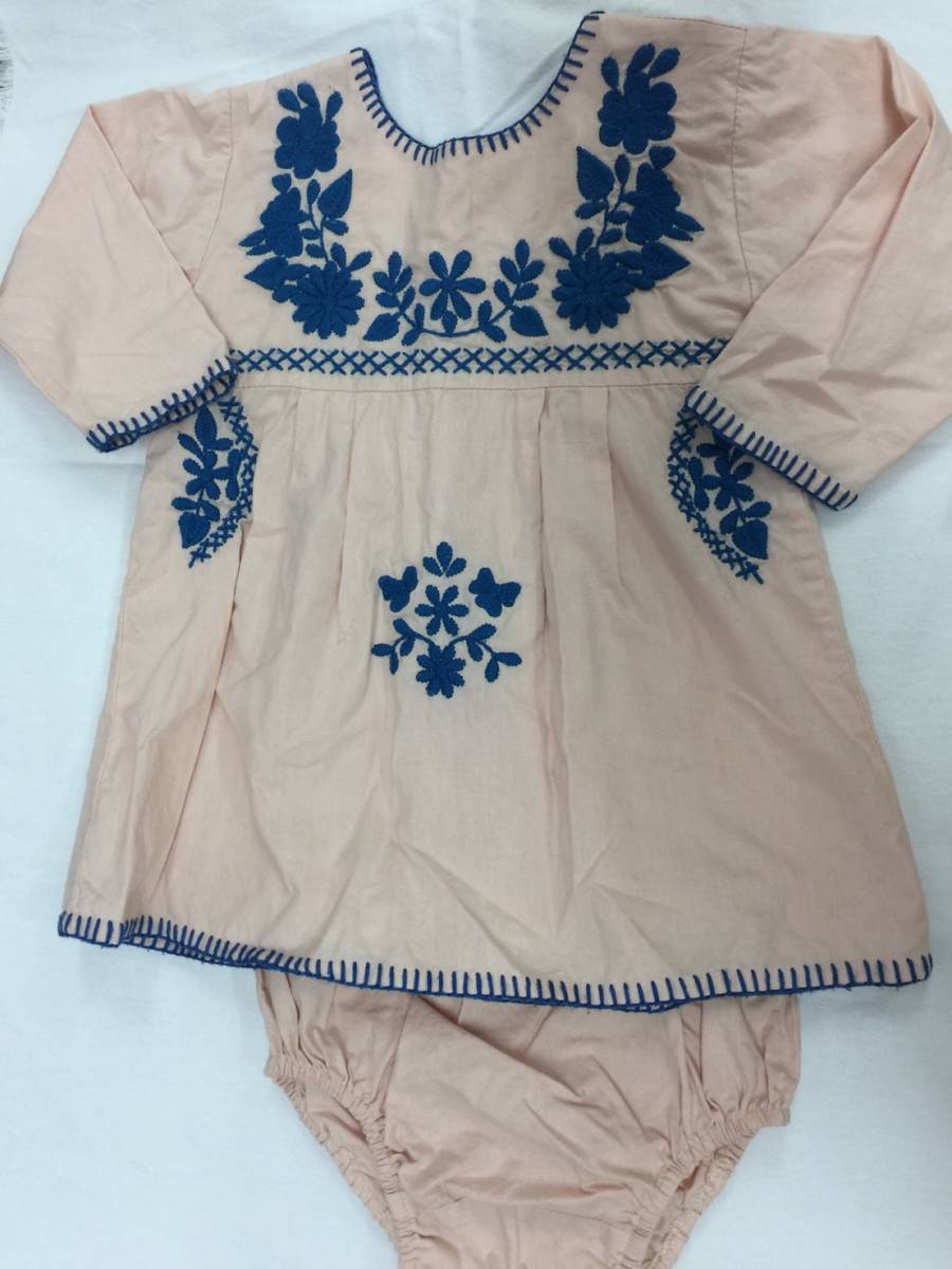apolina ベビー ワンピース 花柄刺繍 刺繍花柄ワンピース(スカイブルー)K1-198SBU-M | パーティドレス
