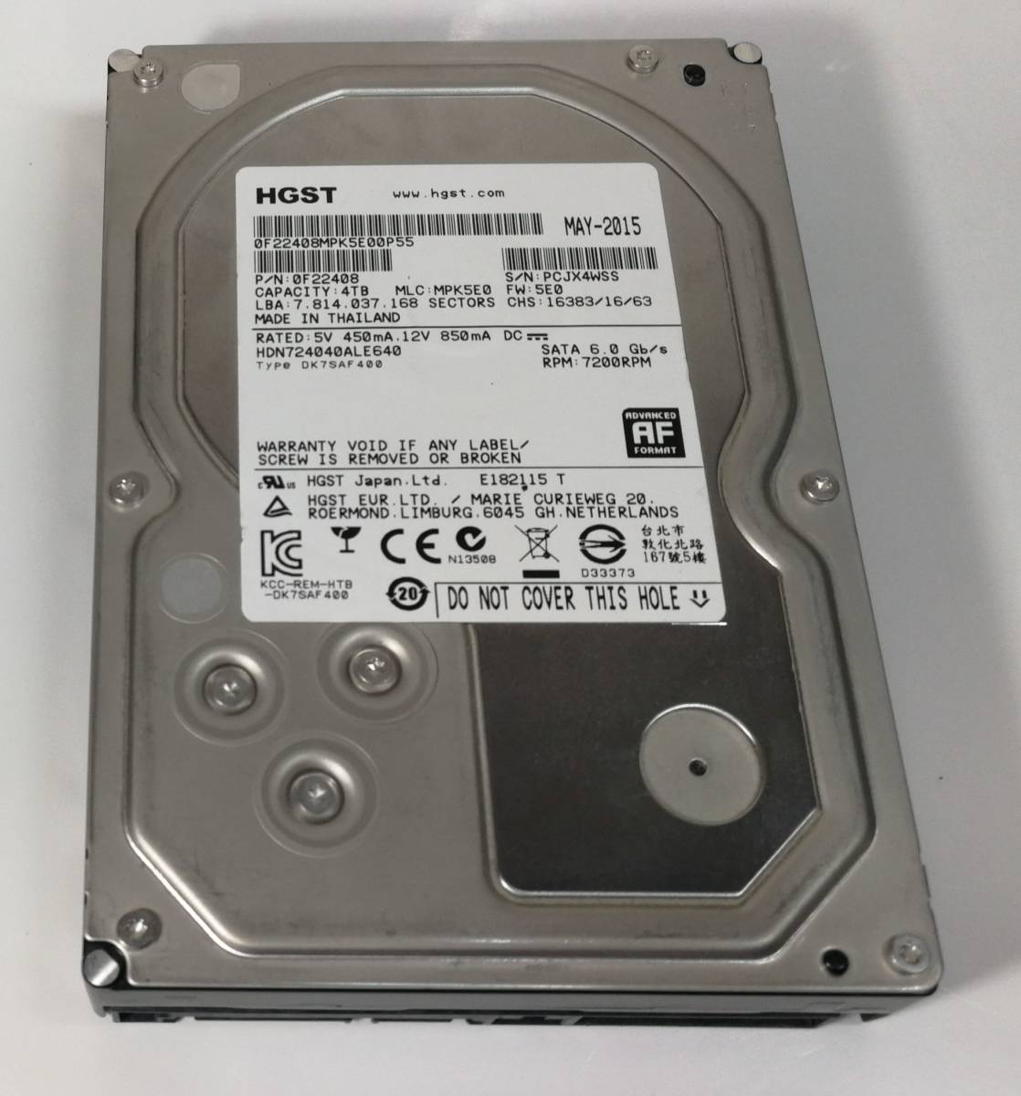☆送料無料☆HGST Deskstar NAS 0S03667 HDN724040ALE640/4TB HDD/24 