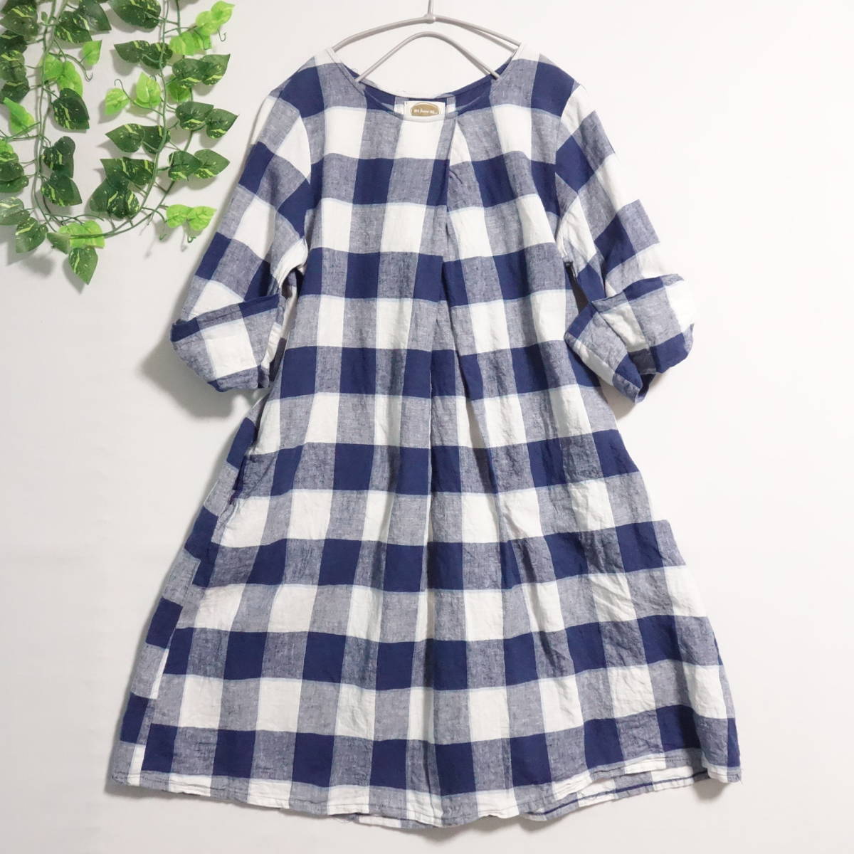 L34 アズノウアズ As Know As リネン混 袖リボンモチーフ ブロックチェック プルオーバー ワンピース の落札情報詳細 ヤフオク落札価格情報 オークフリー スマートフォン版