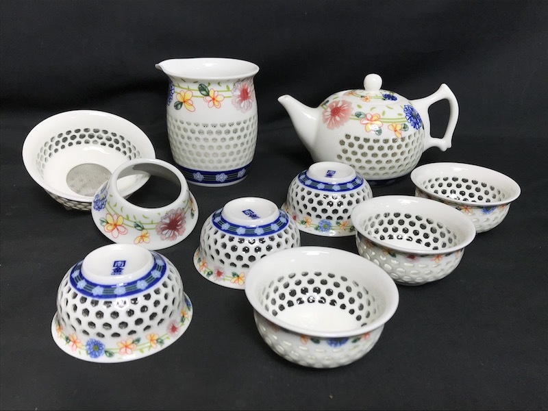 新品】1円～未使用 中国景徳鎮茶器セット「南金 1978」陶磁器 透かし