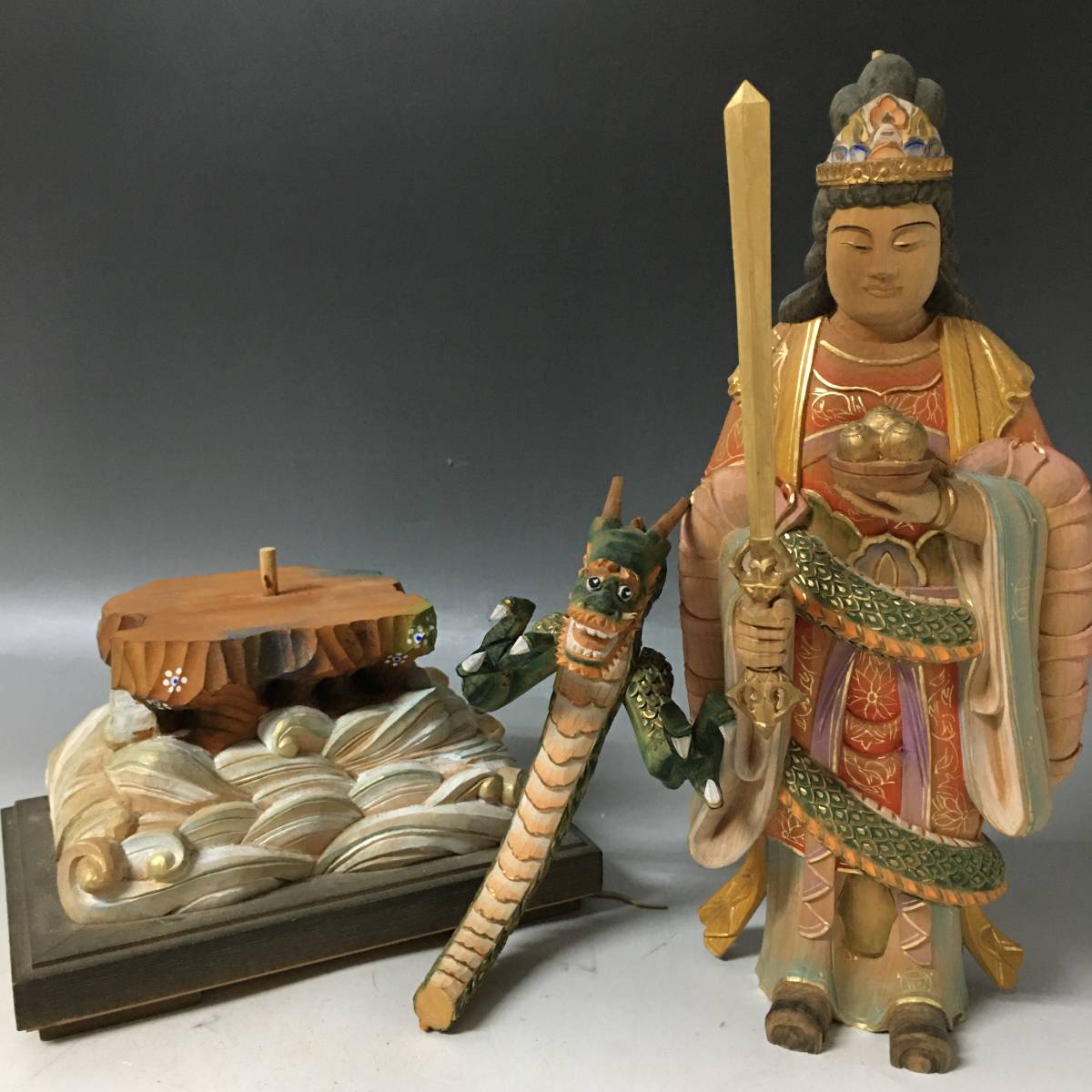 KT1/24 白山妙理権現 木彫り 仏像 高さ約38.5cm 白山権現の落札情報