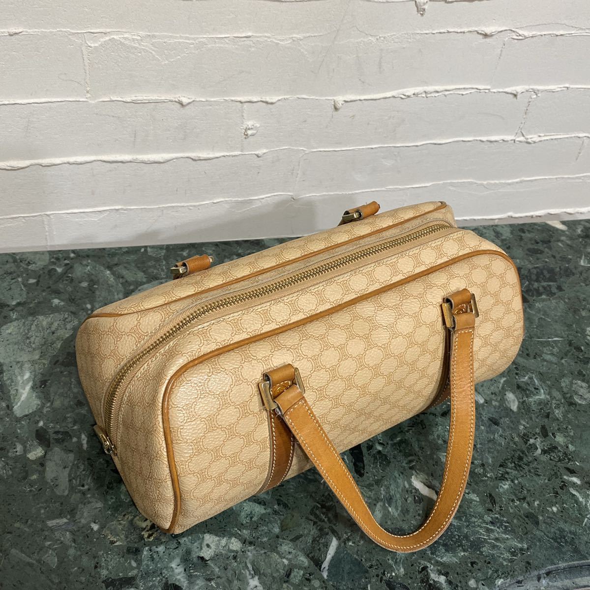 VINTAGE OLD CELINE 俵型 ハンドバッグ マカダム柄 ヴィンテージバッグ