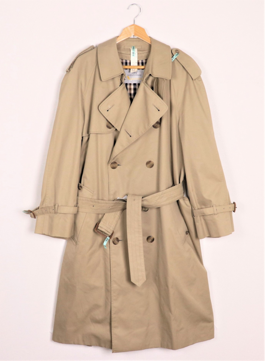 美品 英国製 Aquascutum アクアスキュータム メンズ クラシックトレンチコート ロング丈 ベージュ 裏地 チェック柄 Fp048ffn85 の落札情報詳細 ヤフオク落札価格情報 オークフリー スマートフォン版