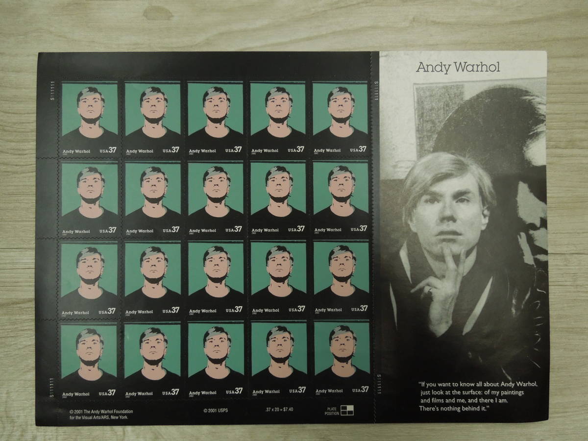 ♪♪U.S.A切手2001年/Andy Warhol アンディー・ウォーホル 37セント×20 