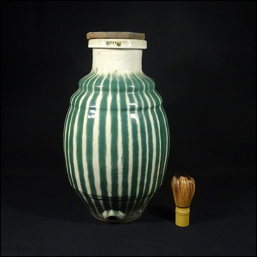 緑屋zn□ 時代物 古い信楽焼 簾壺 すだれ壷 西瓜壷 高約42cm 古陶磁 壷