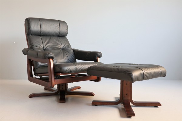 Soderbergs□北欧□スウェーデン□総革□リクライニングチェア＆オットマン