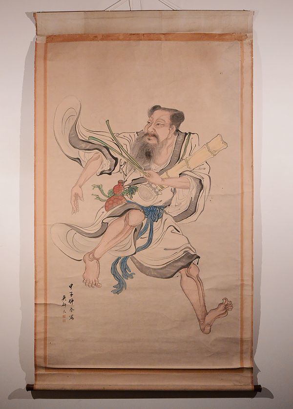 瓢】真作 星野文良 超大幅 軸裏に「韋駄天」とあり 谷文晁門人 桑名藩