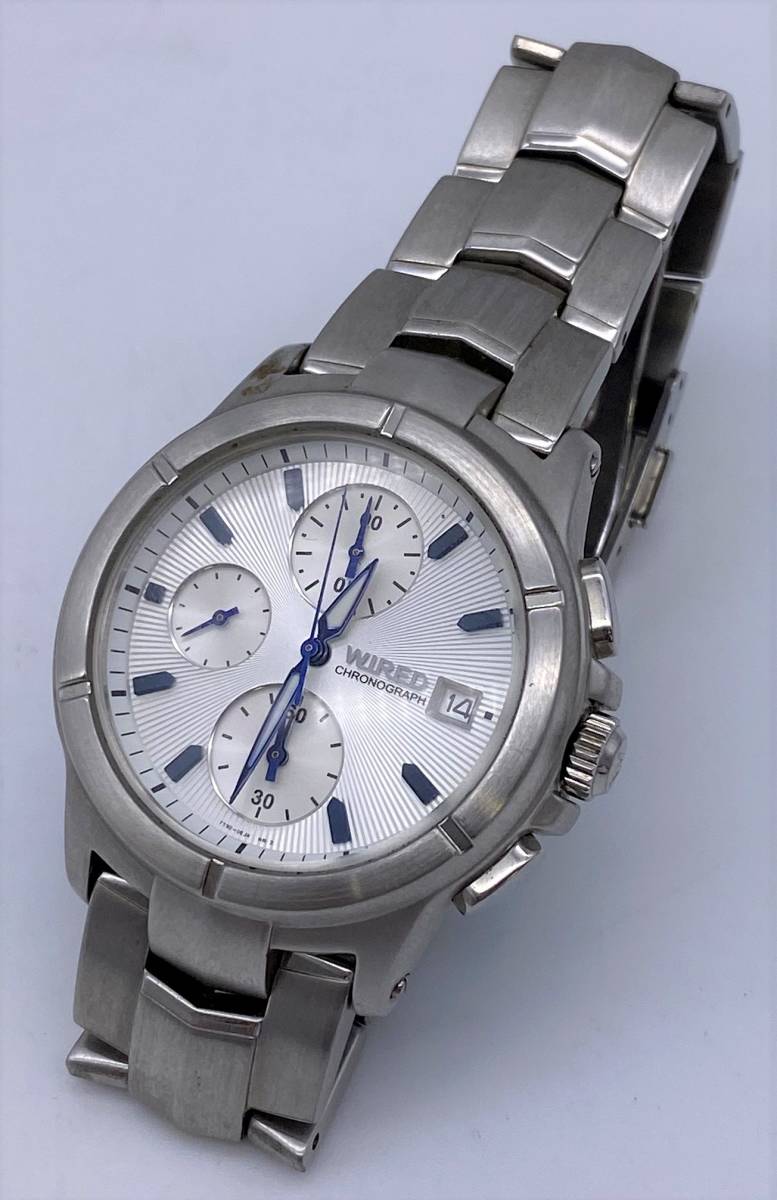 SEIKO セイコー ALBA アルバ クロノグラフメンズクォーツ 3針 レザー