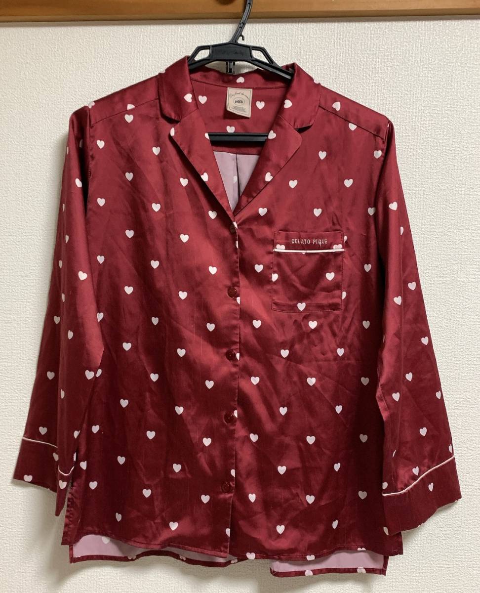 Gelato Pique ジェラートピケ サテン生地 赤 ハート 上下セット 長袖 ルームウェア 寝間着 パジャマ レディース の落札情報詳細 ヤフオク落札価格情報 オークフリー スマートフォン版