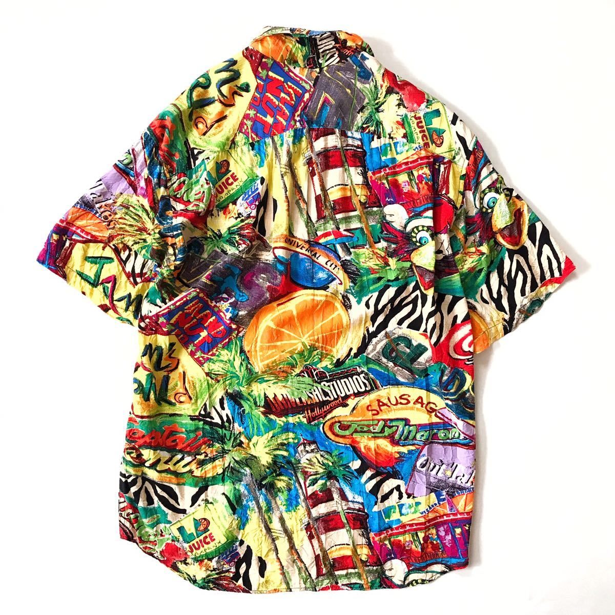 90s USA製 Jams world 総柄レーヨンシャツ 30th anniversary S