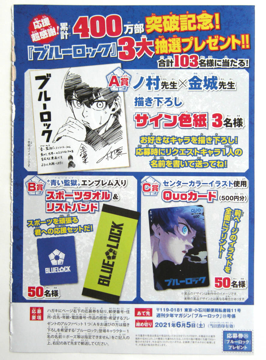少年マガジン ブルーロック サイン色紙 スポーツタオル&リストバンド