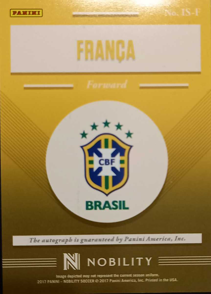 未使用に近い】ブラジル代表 フランサ 直筆サイン PANINI NOBILITY №IS