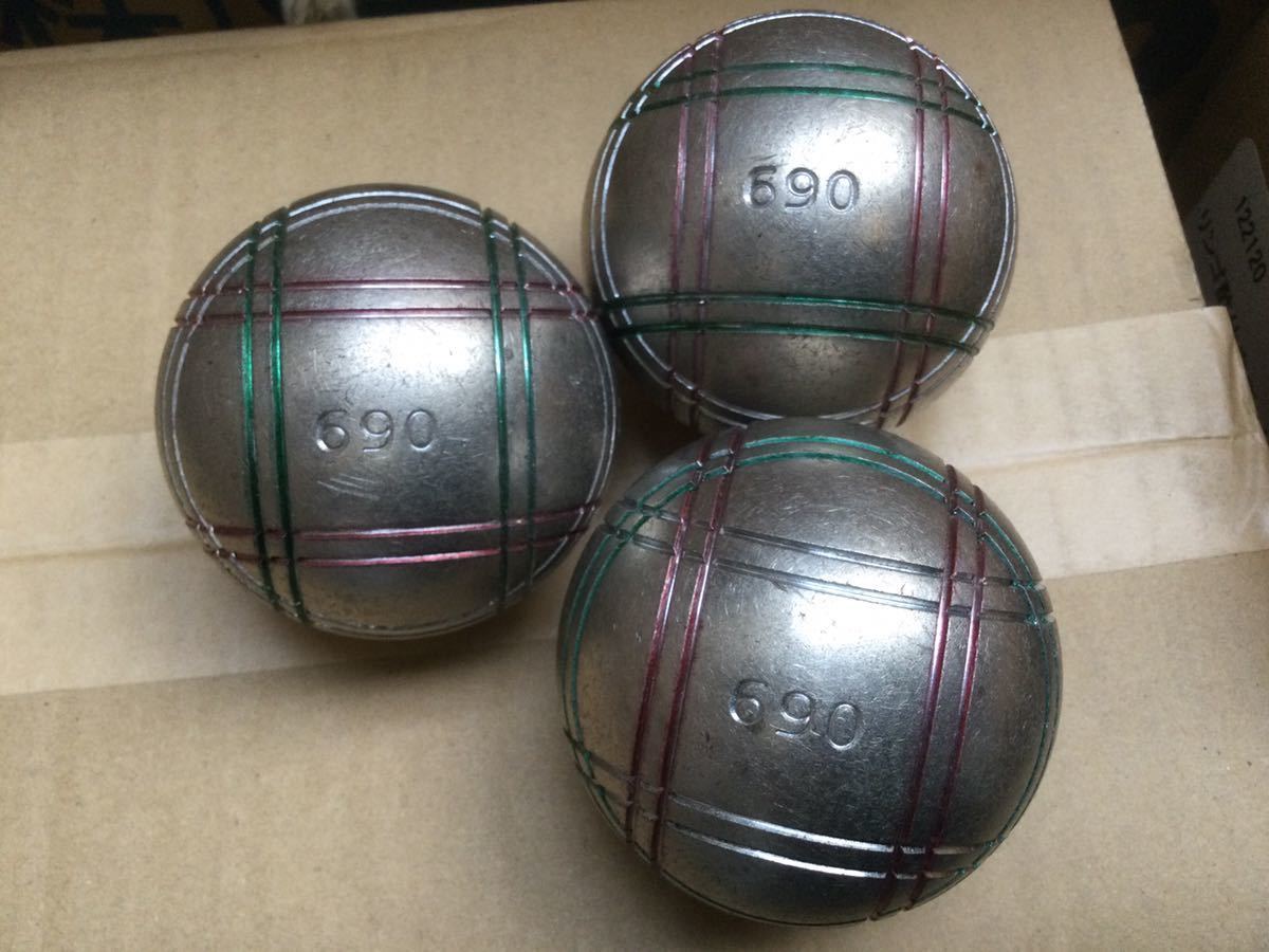 ペタンクボール☆OBUT☆PETANQUE☆３個セット☆送料630円☆即決 | ペタンク ボール (ブール) シルバー ６個セット(3種類x2個