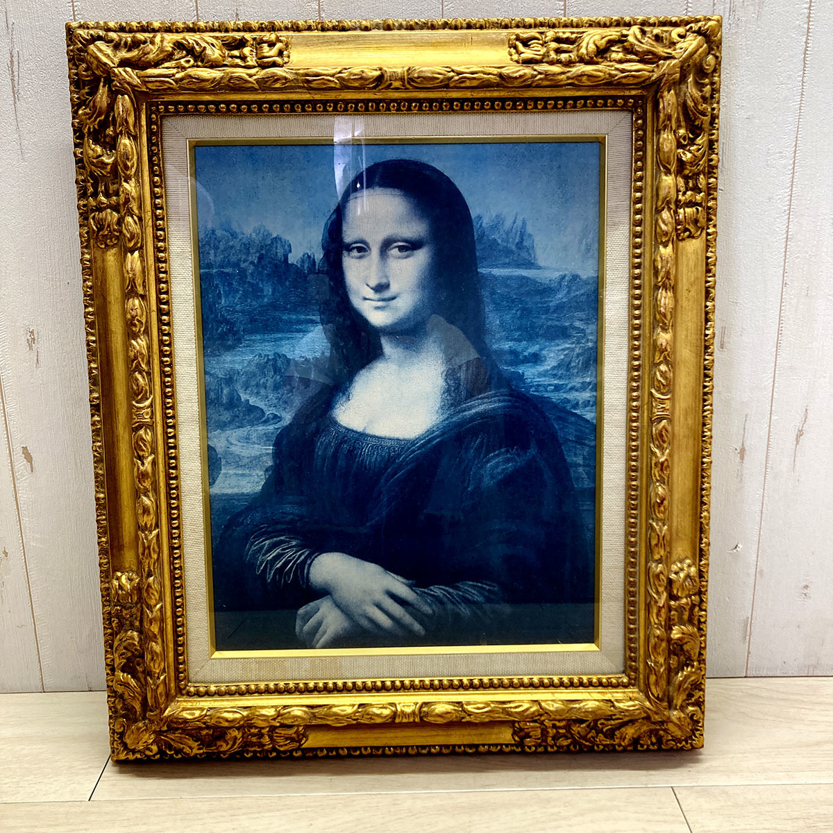 モナリザの模写油絵と額縁 モナリザの微笑み 複製画 額入り レオナルド