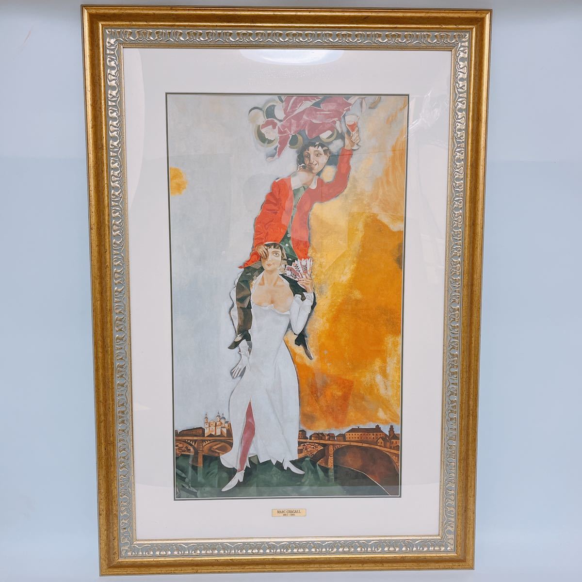 美品『マルクシャガール作』盃をかかげる二重肖像 絵画 人物 真作 RWmis10 美品『マルクシャガール作』盃をかかげる二重肖像 絵画 人物 真
