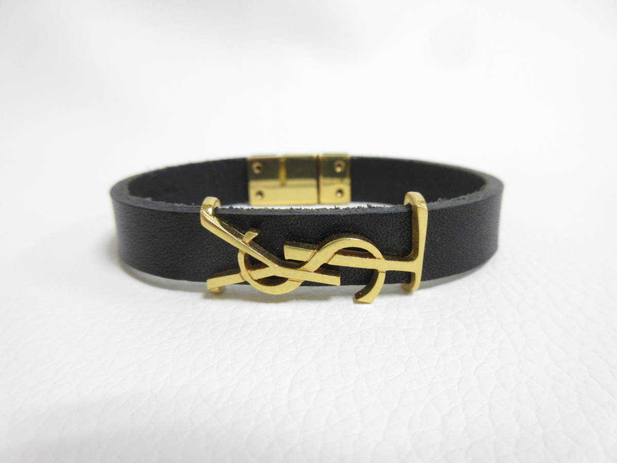 サンローランオピウムレザーブレスレットYSLロゴゴールド金具マグネット