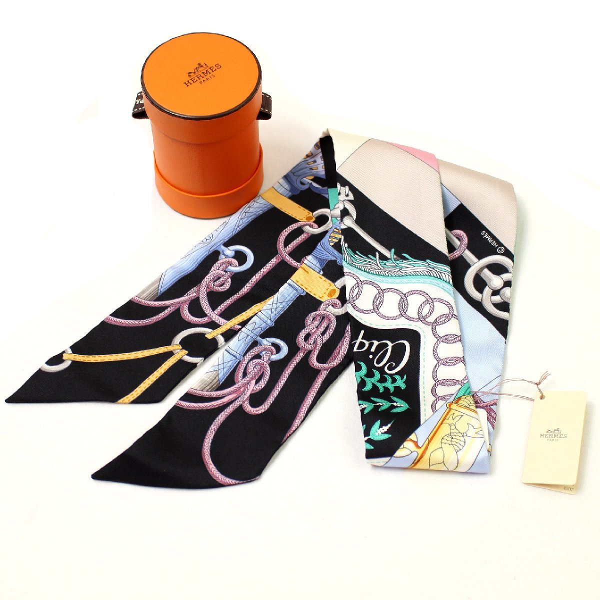 HERMES フランス製 スカート レザー ツイード 千鳥 チェック レトロ  