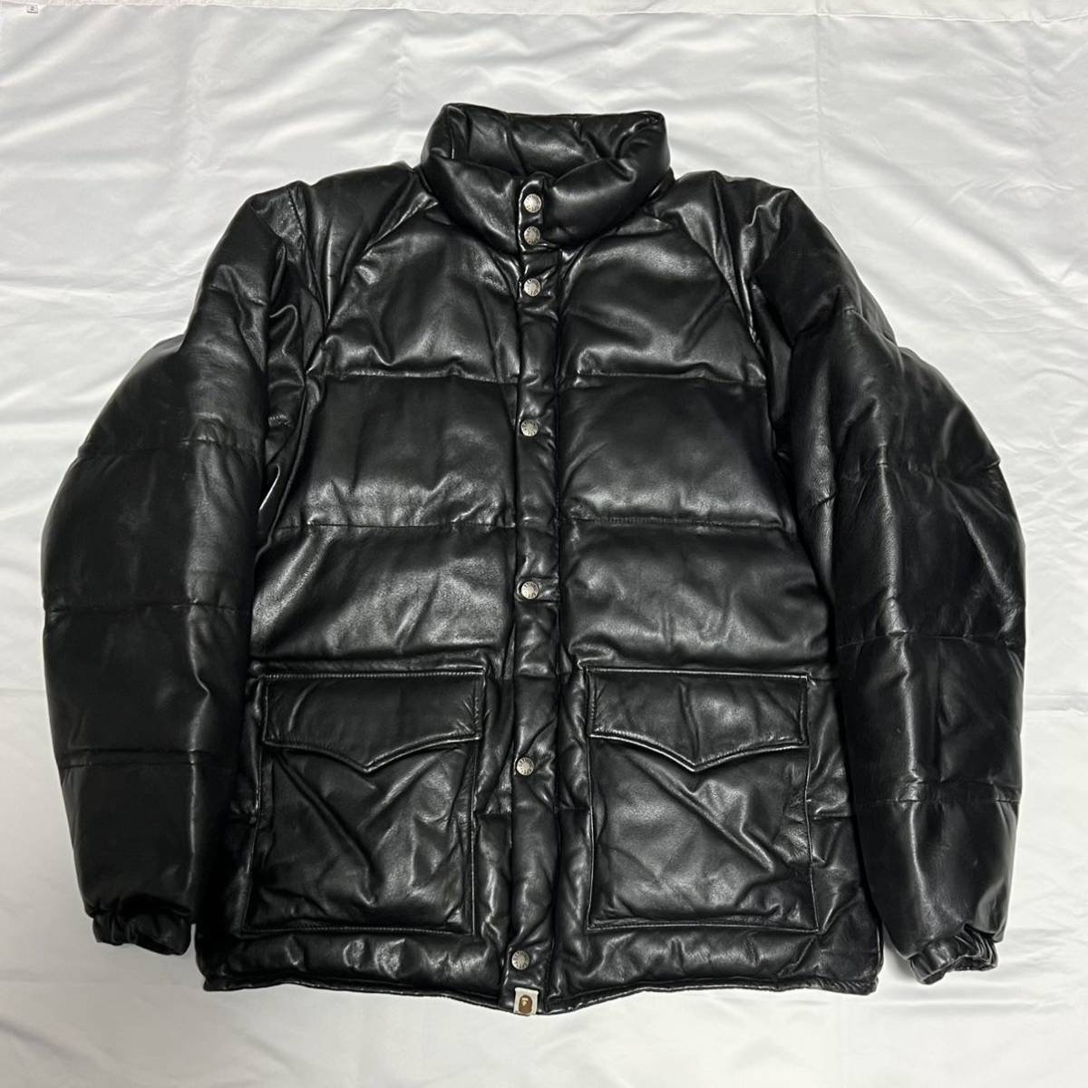 【やや傷や汚れあり】初期 A BATHING APE LEATHER CLASSIC DOWN JACKET カウハイド レザー ダウン