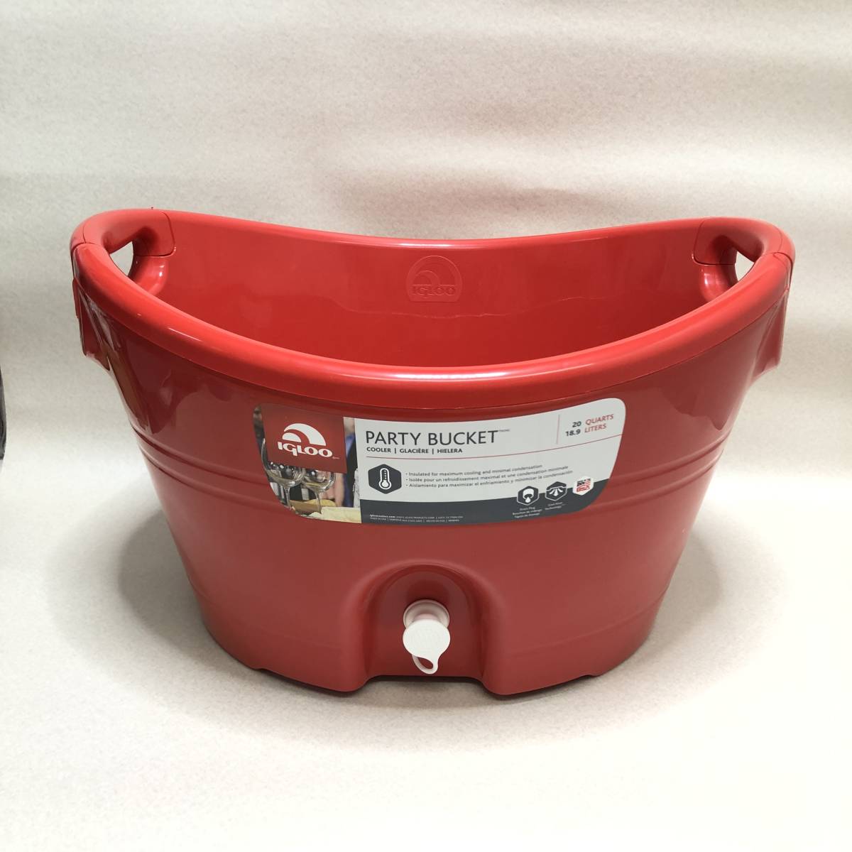【未使用】【IGLOO イグルー パーティーバケット PARTY BUCKET レッド 20QT 18.9L USA製 ボトルクーラー アイス