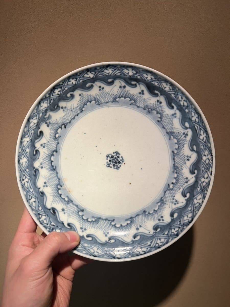 藍古九谷　染付更紗梅文皿　【初期伊万里　古九谷　藍柿右衛門　鑑賞伊万里】 藍九谷と藍柿右衛門 山下朔郎 古伊万里 染付