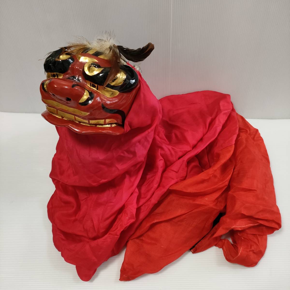 手獅子 紅白 連獅子 日舞小道具 木箱入り