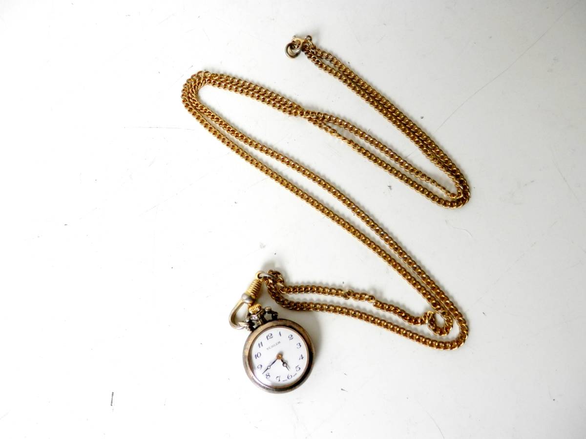 TURLER チューラー 2針 ネックレス 懐中時計 手巻き 白文字盤