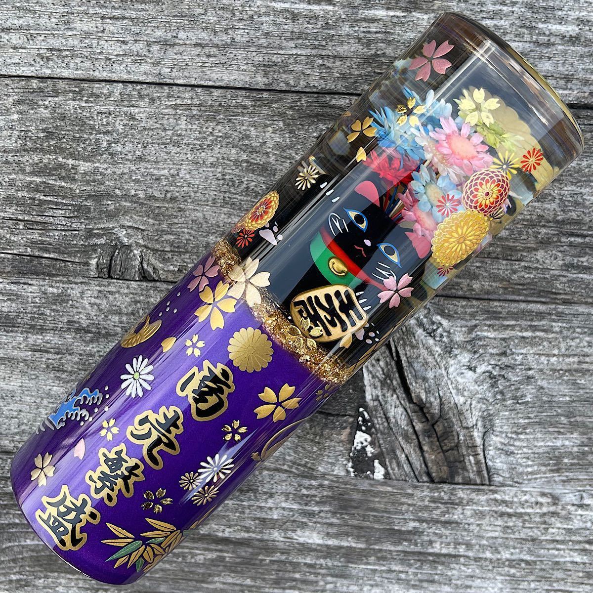 水中花 シフトノブ ロング 和柄 デコトラ 旧車 ワンオフ 桜 鯉 菊紋 