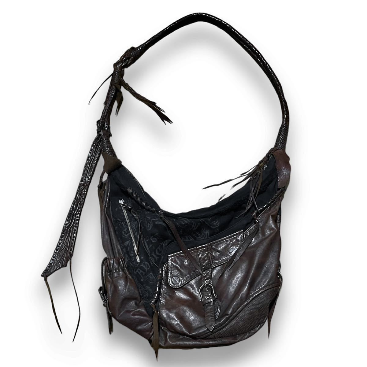 【目立った傷や汚れなし】00's 14th Addiction Archive leather shoulder bag アーカイブ