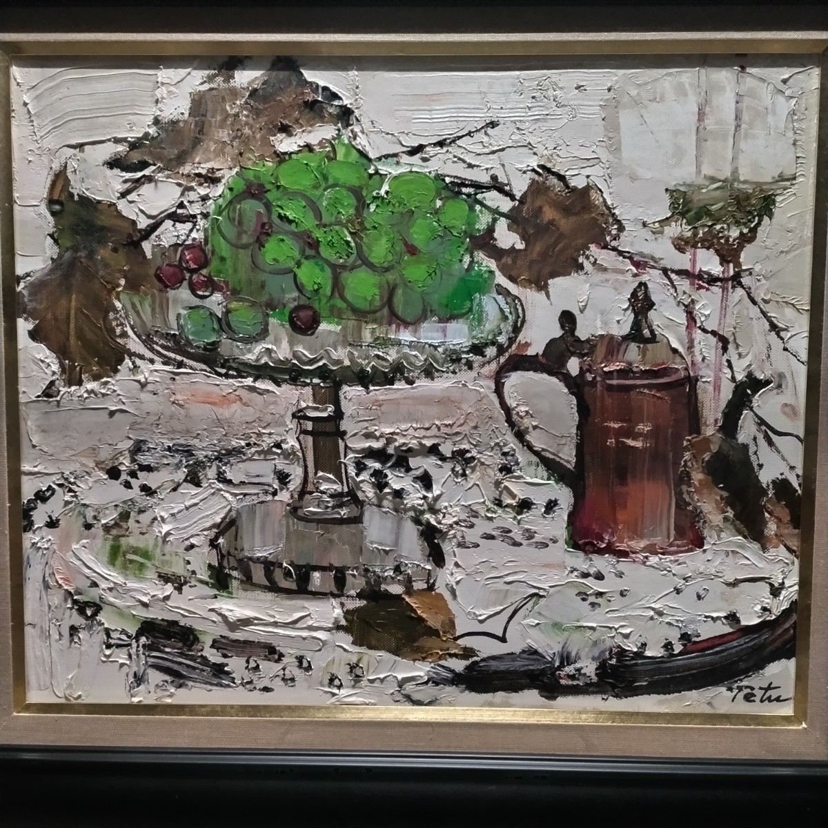 【真作】【WISH】三塩清巳 4号 油彩 　　〇東光会元理事長 師森田茂 文部大臣奨励賞 日展会員 #19062440 三塩 清巳「パンジー」油絵・F4号 東光会元理事長 日展参与