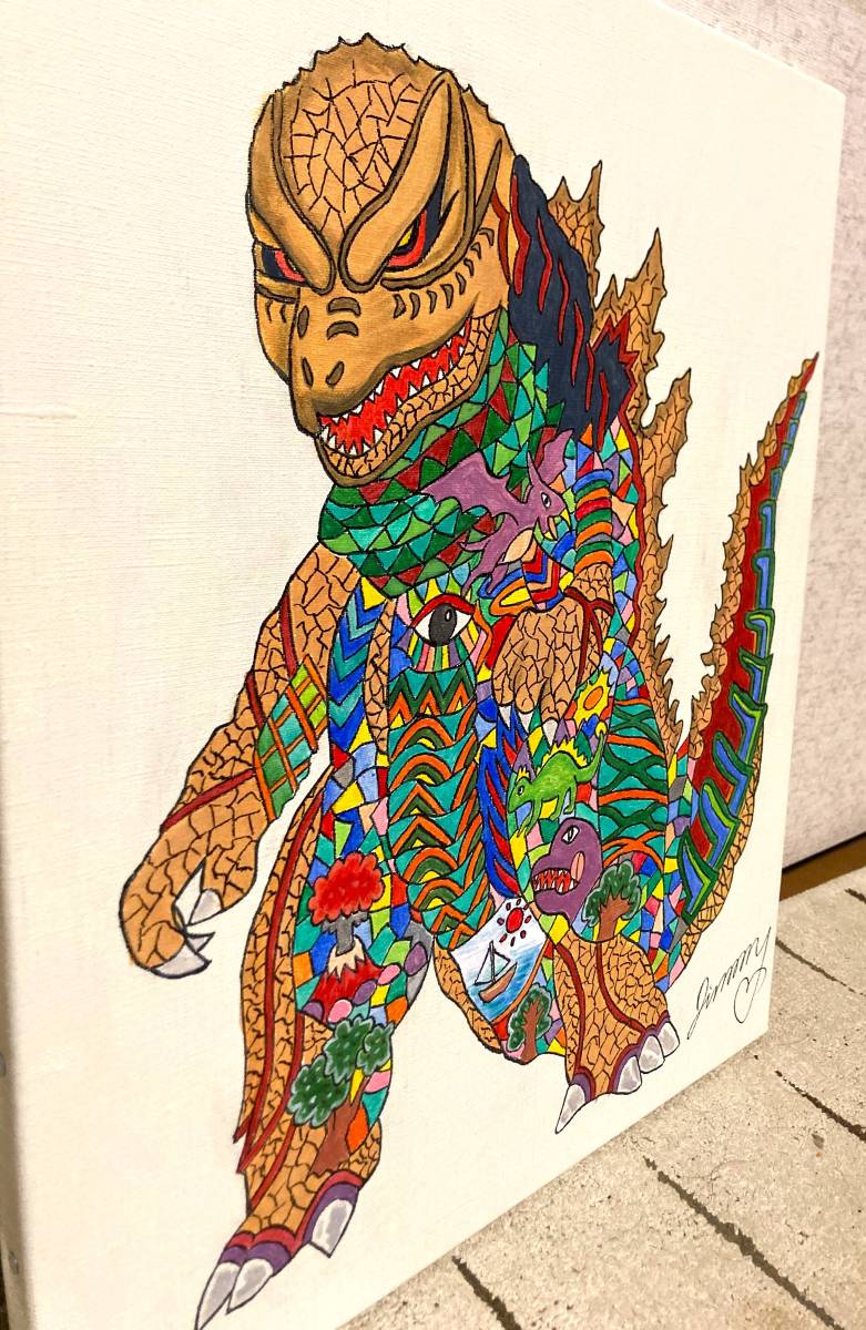 ジミー大西　油彩画　ゴジラとモスラ ジミー大西 油彩画 ゴジラとモスラ ジミー大西油彩画ゴジラとモスラ