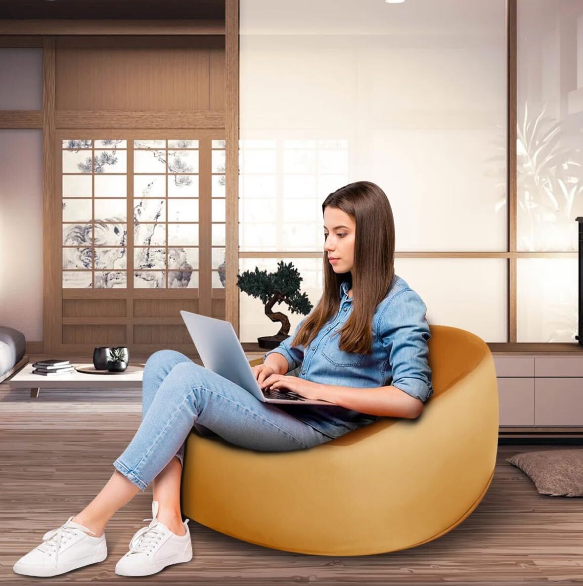 8EM74 ヨギボー マックス ビーズソファ ベージュ ST-6917 8EM74