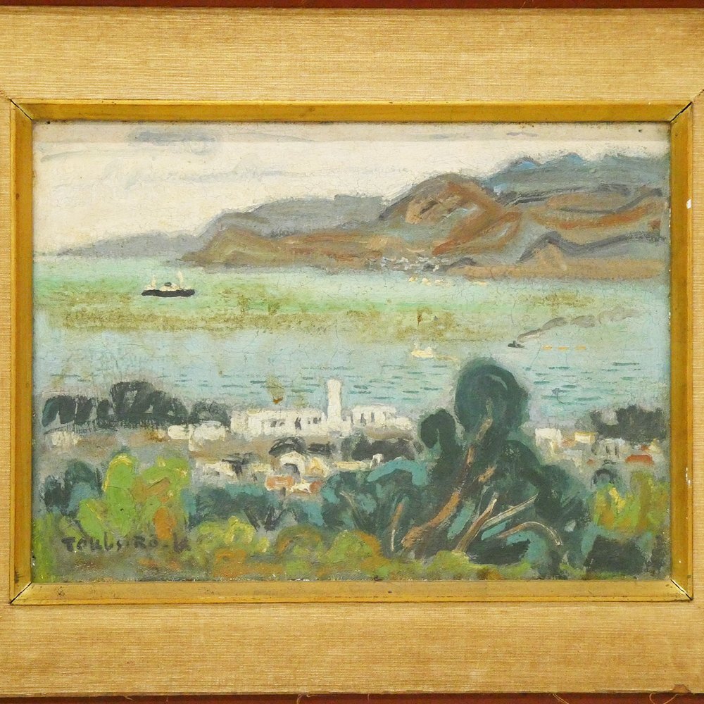 絵画 岡田三郎助 河口湖畔 油彩 油絵 風景画 絵画 岡田三郎助 河口湖畔 油彩 油絵 風景画