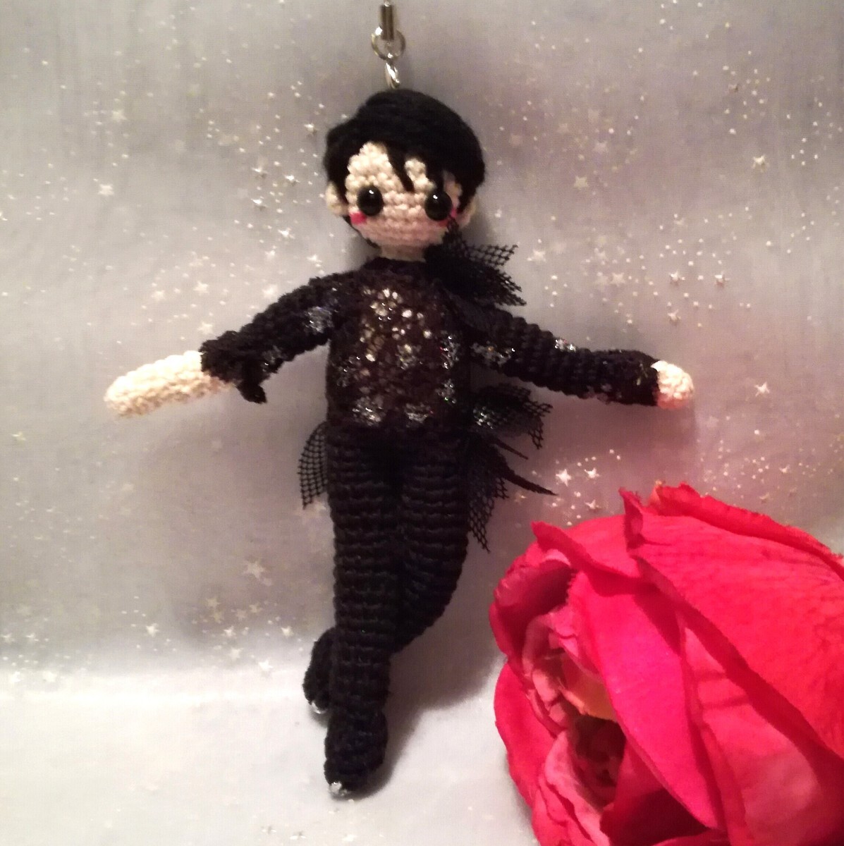 ✿✿スケートの男の子ハンドメイドあみぐるみストラップ