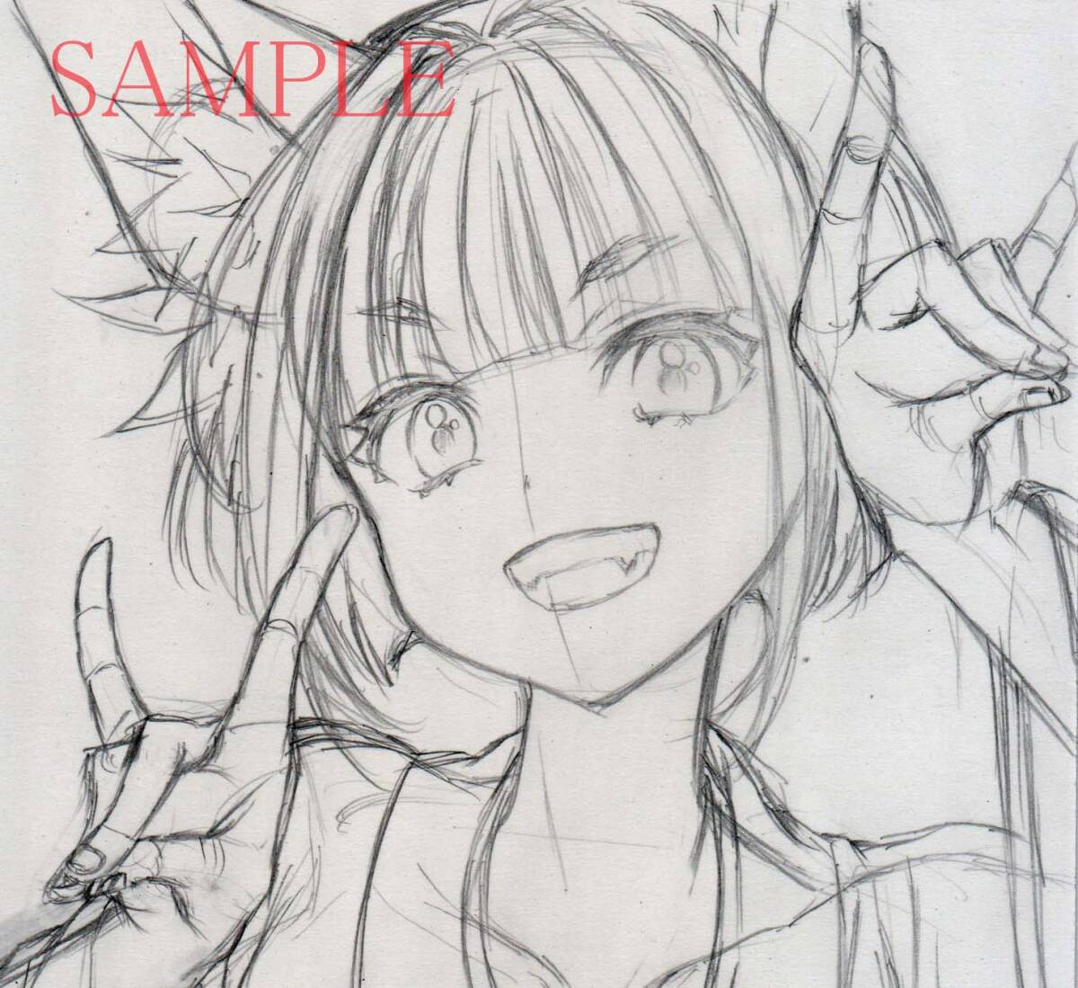 【リクエスト】手書き　イラスト　オリジナル 同人手描きイラスト【オリジナル 狐巫女】 A4※