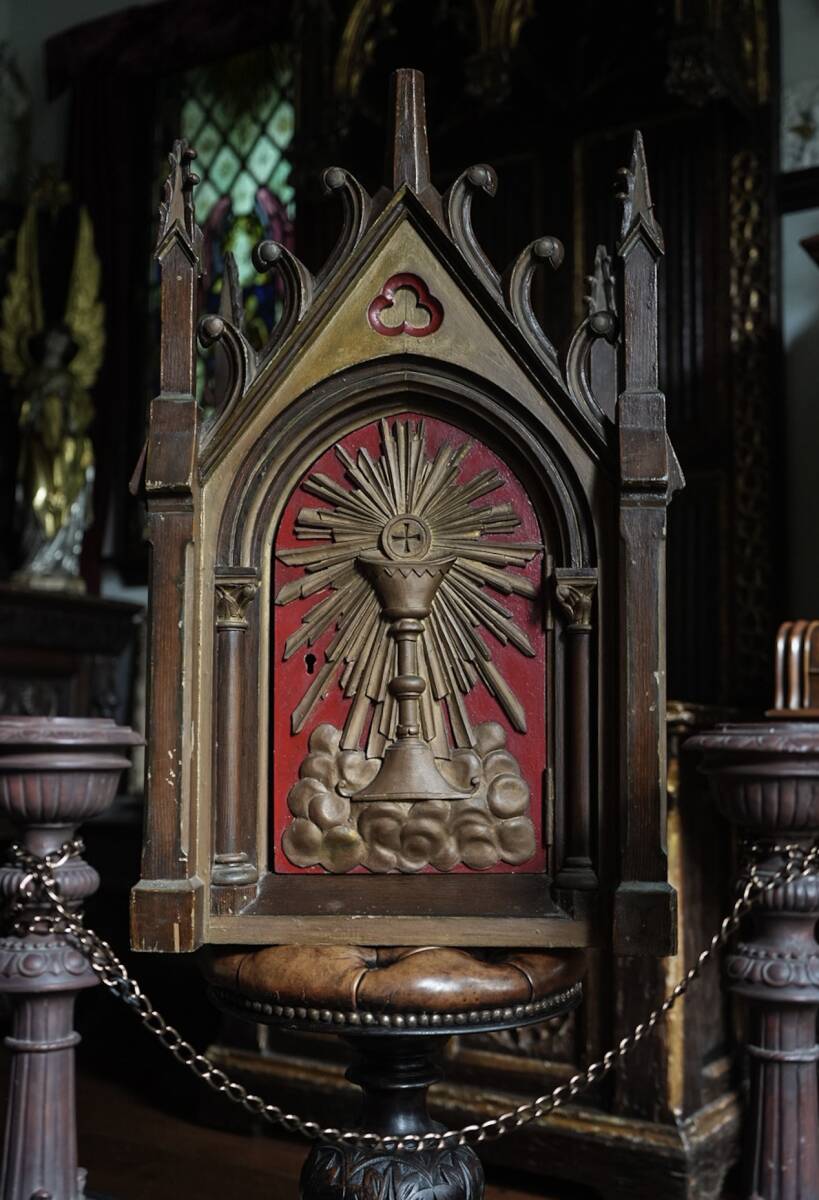 超希少】✞ゴシック様式祭壇＋マリア像2体＋天使像カトリック