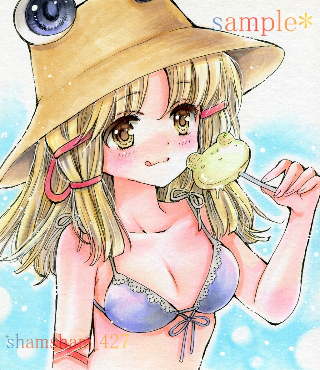 未使用】同人手描きイラスト☆東方Project☆洩矢諏訪子＜水着＞☆中