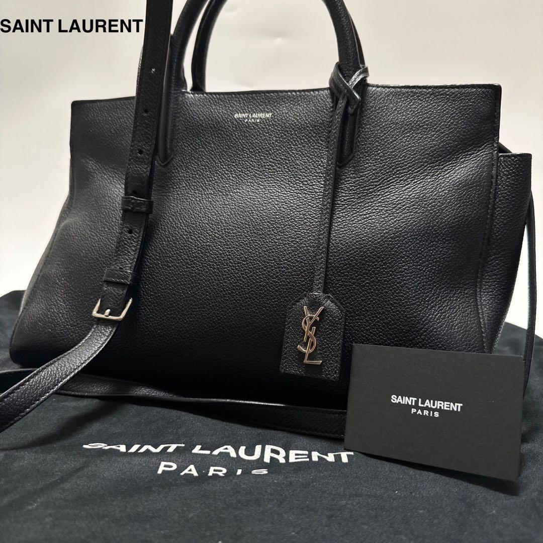 SAINT LAURENT カバリヴゴーシュ 2way レザー ハンドバッグ 448967 ブラック (189693