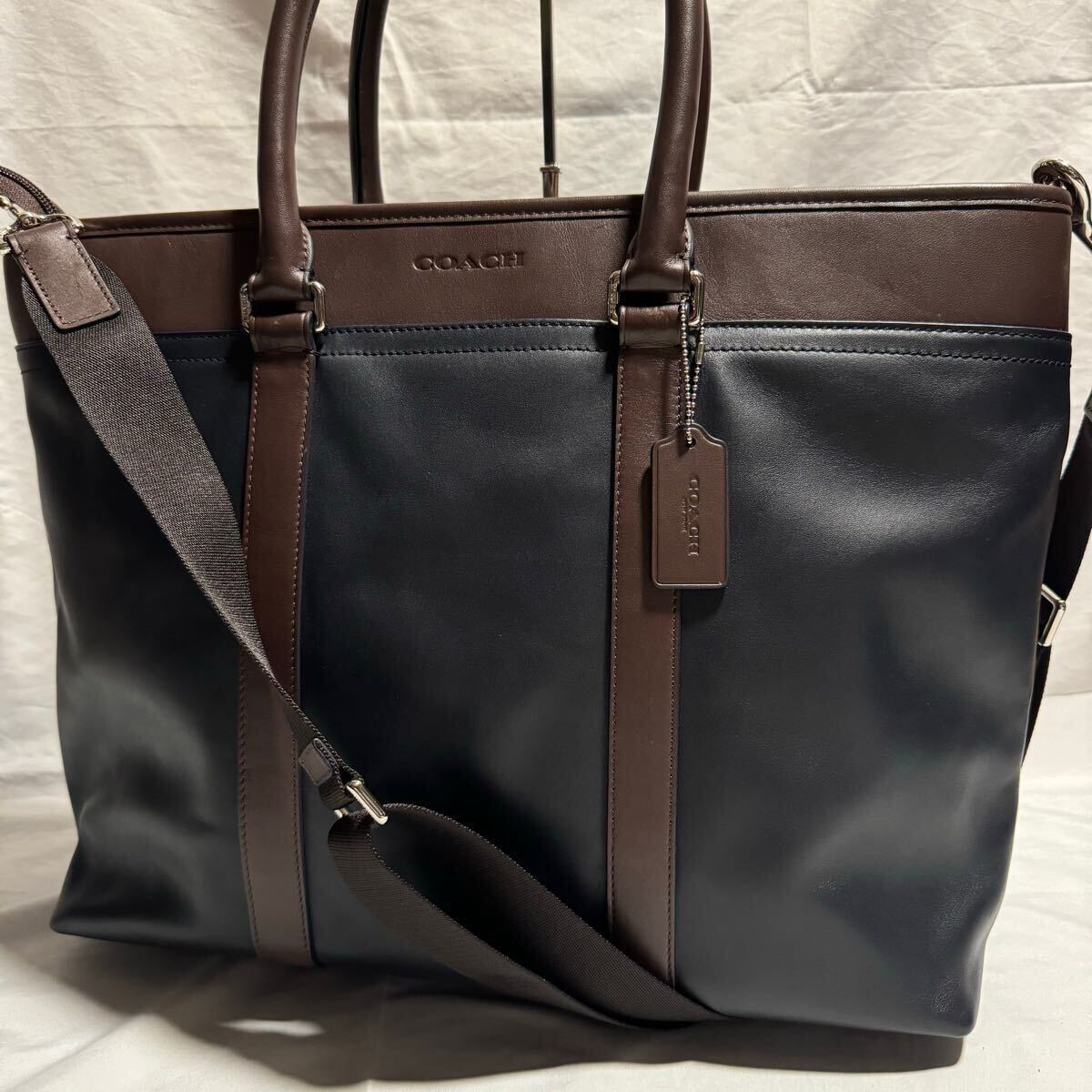 A4可 美品 コーチ レザー 2way ビジネスバッグ メトロポリタン 黒 A4