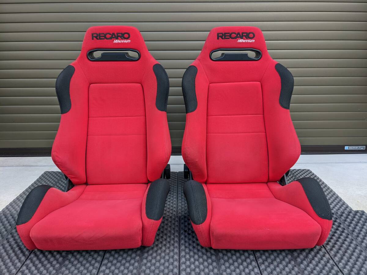 【やや傷や汚れあり】【1円】希少な欧州限定モデル！RECARO SR-3 ミレニアム レッド 破れなし2脚セット！検レカロ/セミバケ/赤 ...