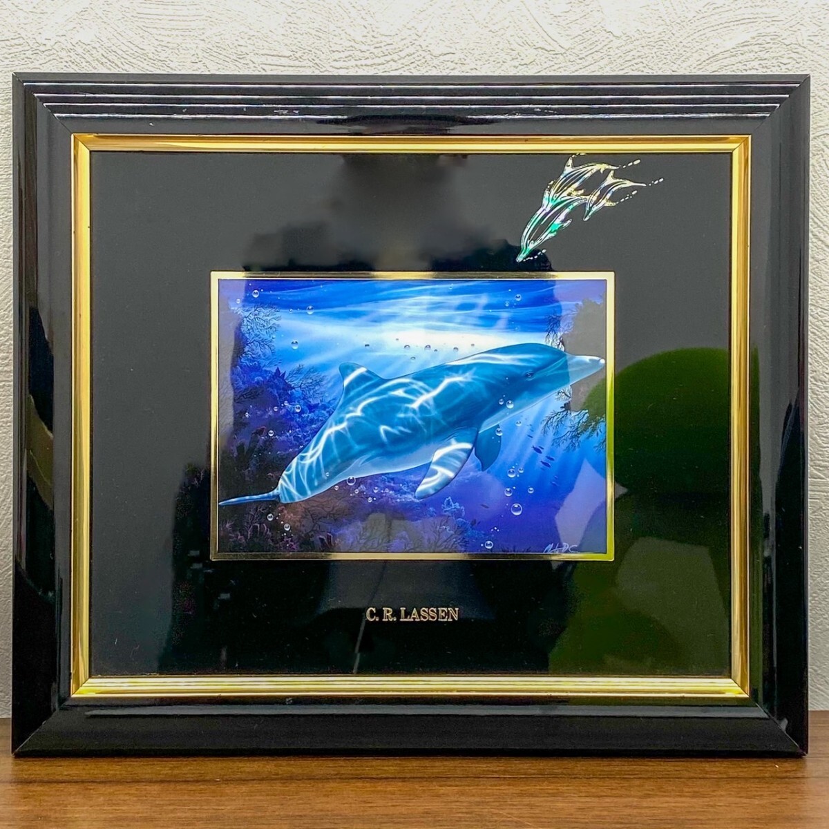 人気定番，新品 クリスチャン・ラッセン ドルフィンラブ 手彩入版画 超