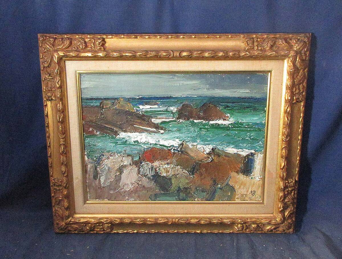 中古】江藤哲 M8号 『静物画』 厚塗り 日展評議員 大分県画家 油彩画