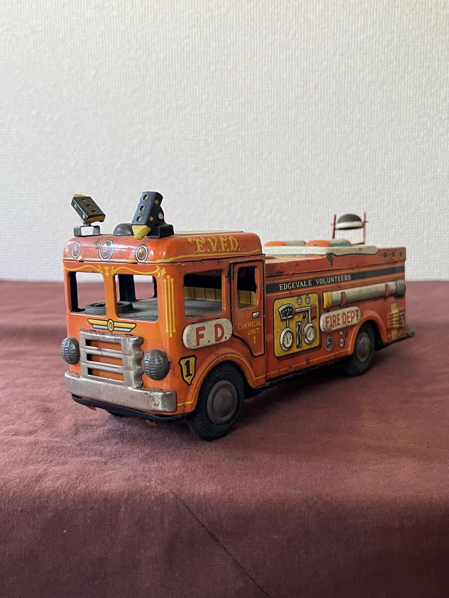 中古】箱無し ジャンク ヨネザワ 米澤玩具 ブリキ 消防車 はしご車の