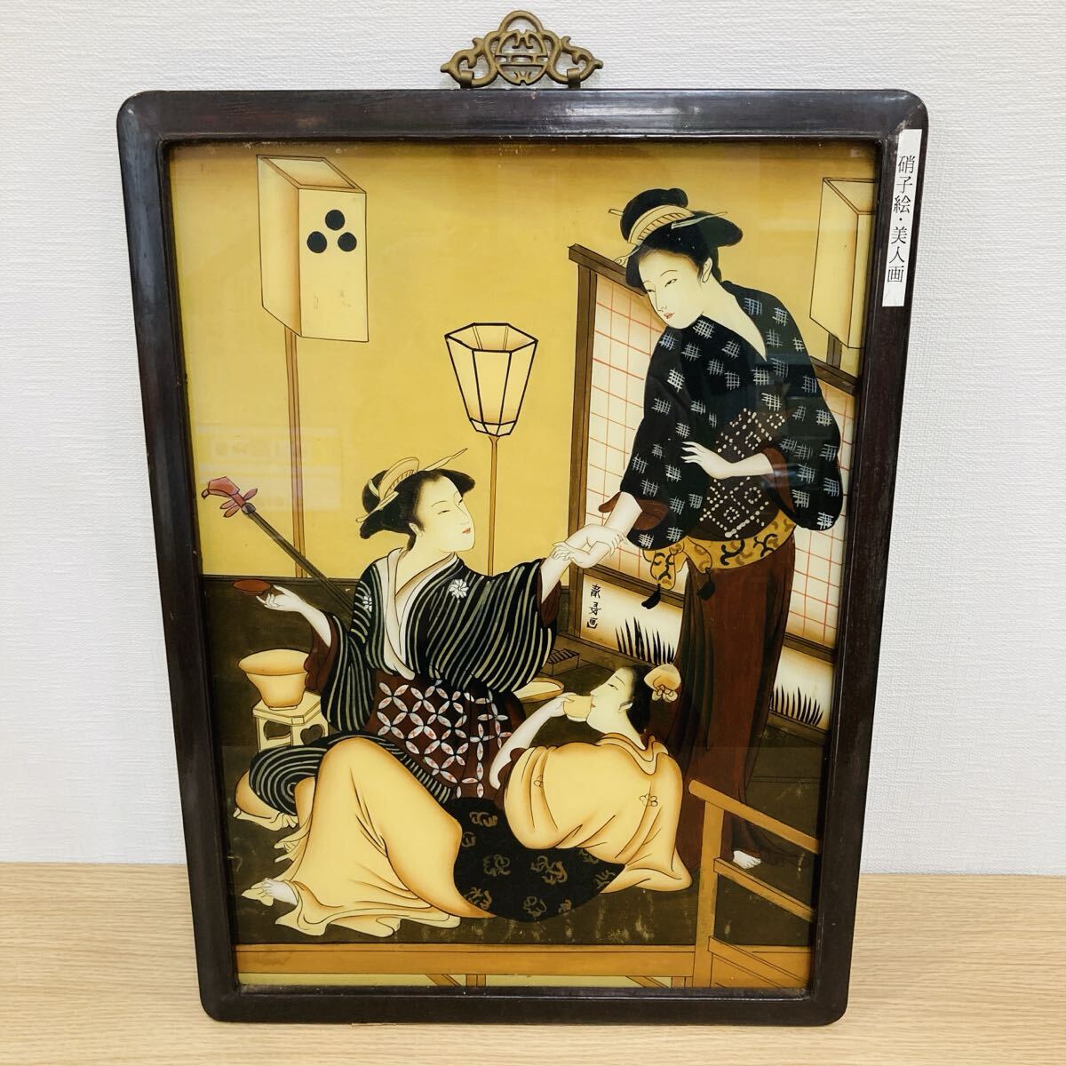 鳥居清長 女湯図(風呂の図 銭湯)美人画(遊里 芸者 女性)古法純手摺木