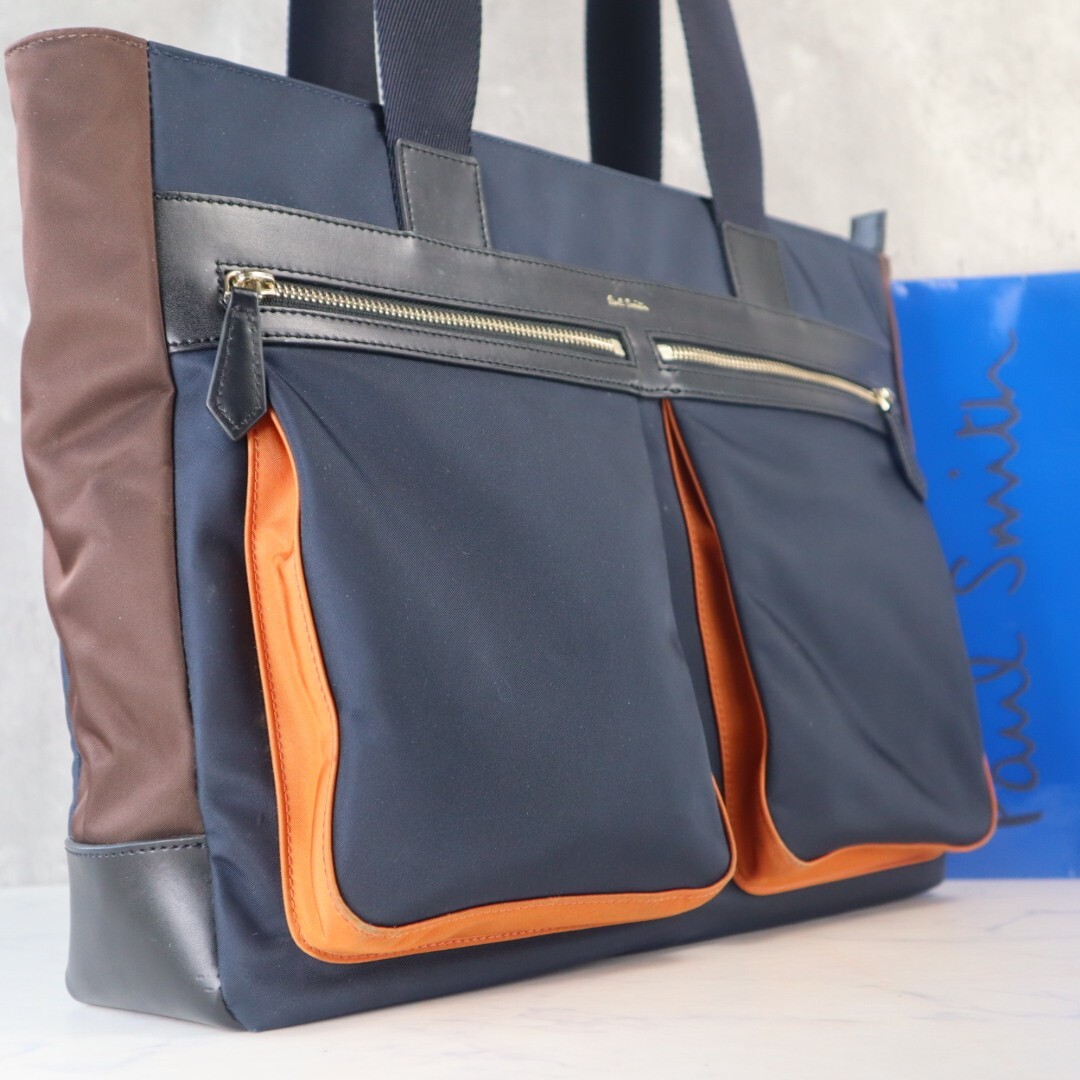 美品◇Paul Smith ポールスミス◇編み込みハンドル レザー×キャンバス 